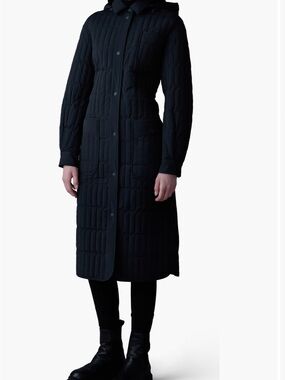 NWOT mackage Tadoca down Long Quilted Hooded Coat in Black xs